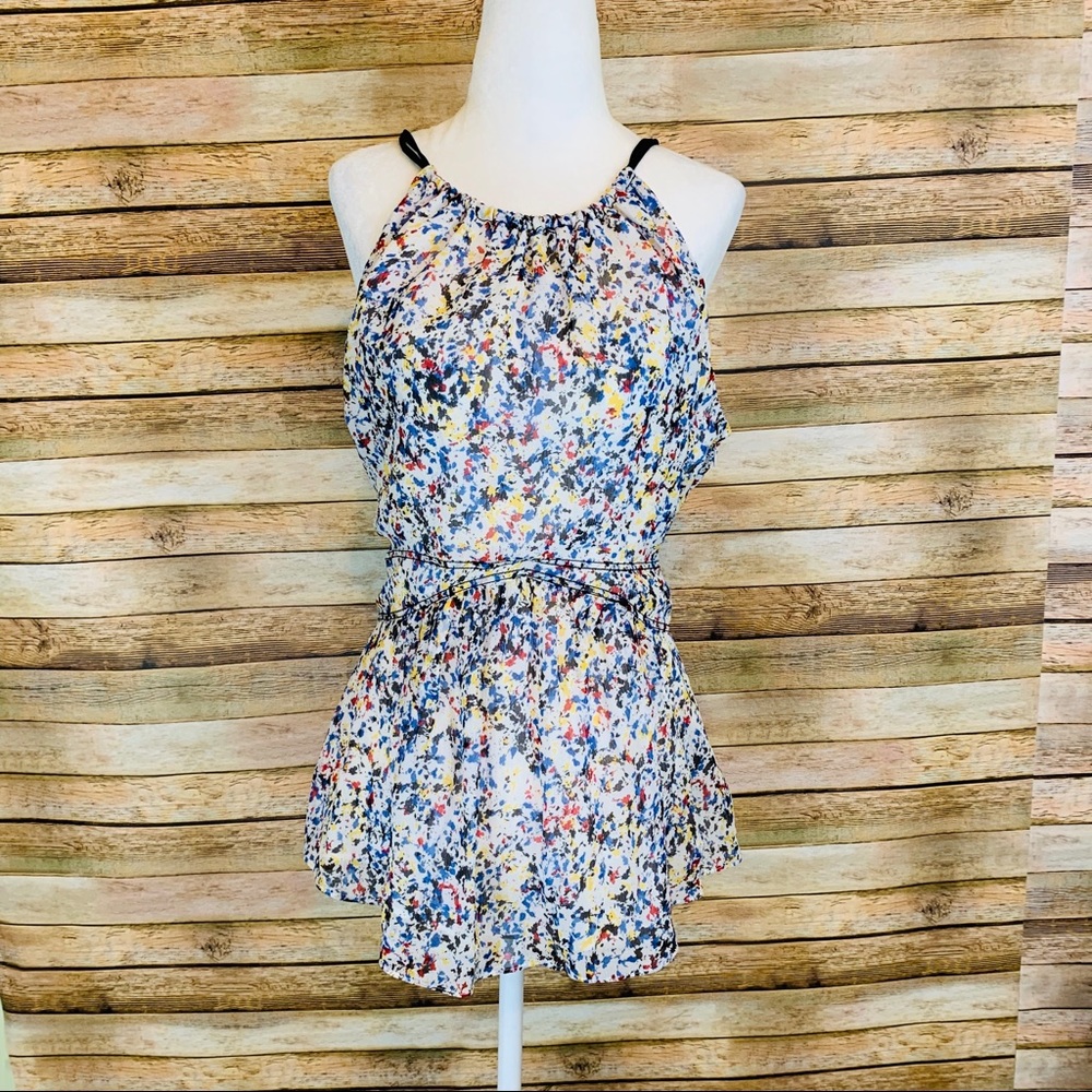 Derek Lam Silk Multi Color tie Neck Blouse Size 2